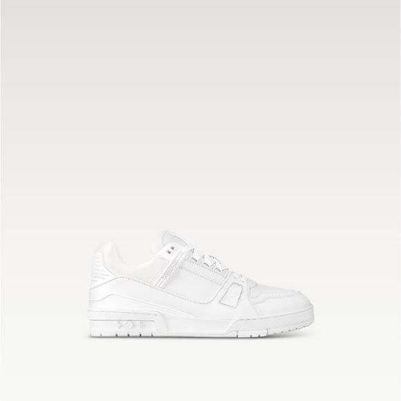 LOUIS VUITTON LV Trainer Sneaker Low Top White Leather Sz US 10.5 - Picture 2 of 9